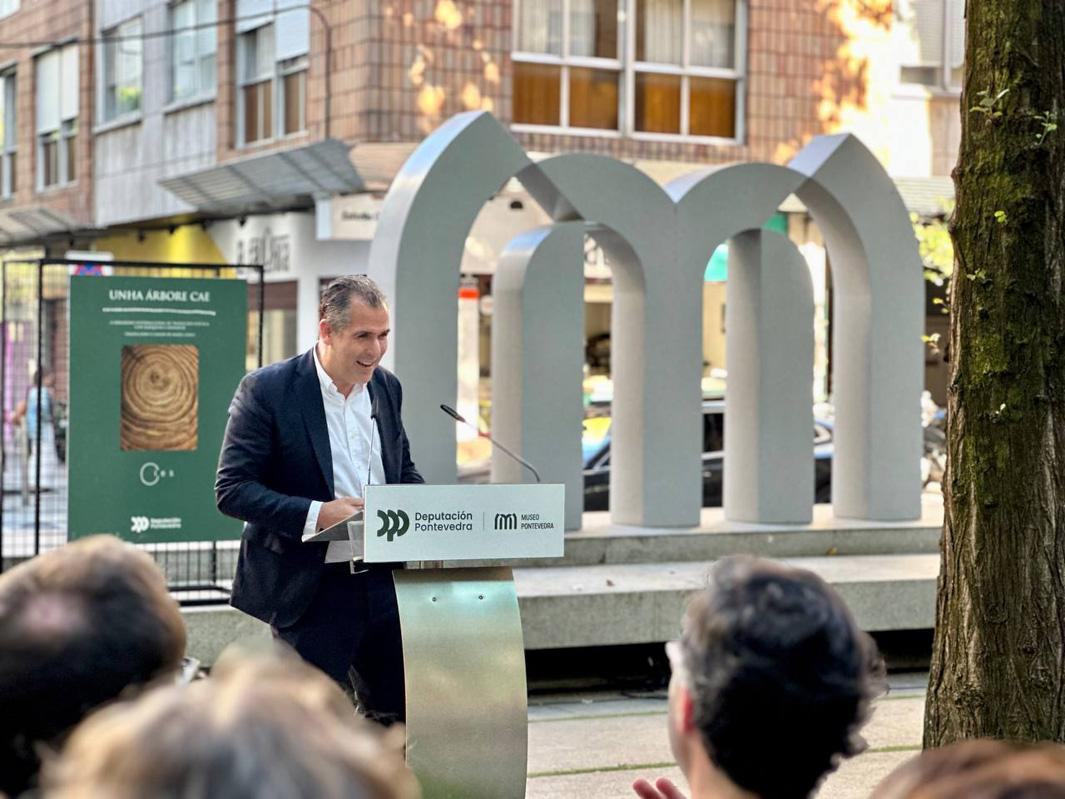 Rafa Domínguez presentando o libro Cae unha árbore