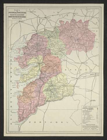 Mapa de Provincia de Pontevedra. M. Pompido. 1900-1919