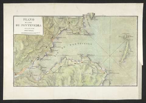 Plano de la Ría de Pontevedra con las Islas Ons y Onza. Pascual Asensio. 1827