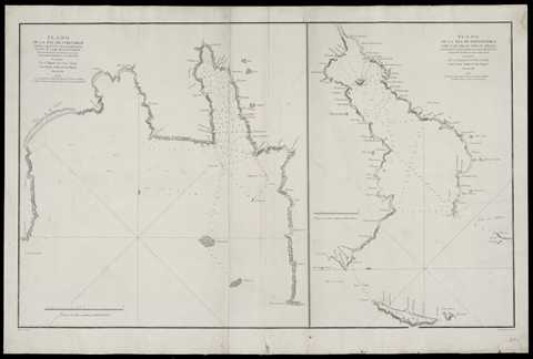Plano de la Ría de Pontevedra con las Islas de Ons y Onza / Plano de la Ría de Corcubión. Vicente Tofiño de San Miguel. 1786