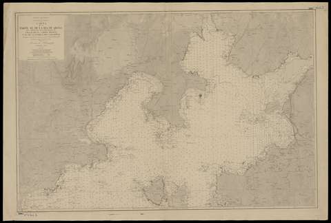 Carta de la parte NE. de la Ría de Arosa que comprende los fondeaderos de Villagarcía, Carril, Rianjo, y el de la Puebla del Caramiñal. T. González Llanos. 1908