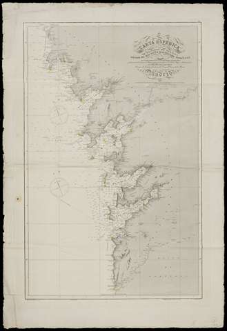 Carta Esférica de la costa de Galicia desde el río Miño hasta cabo Toriñana. Ignacio Fernández Flórez.1835