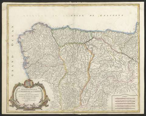 Partie septentrionale de la Couronne de castille: oú se trouvent les Royaumes de Castille Vieille, de Leon, de Gallice, des Asturies. la Biscaye et la Navarre, en Partie. Didier Robert de Vaugondy. 1752