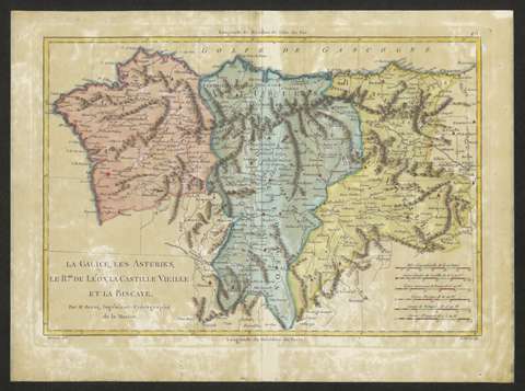 La Galice, les Asturies, le R.me de Leon, la Castille Vieille et la Biscaye. Rigobert Bonne. 1780