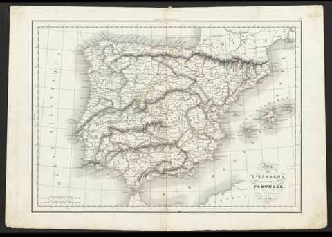 Carte de L'Espagne et du Portugal. Delamarche. 1838