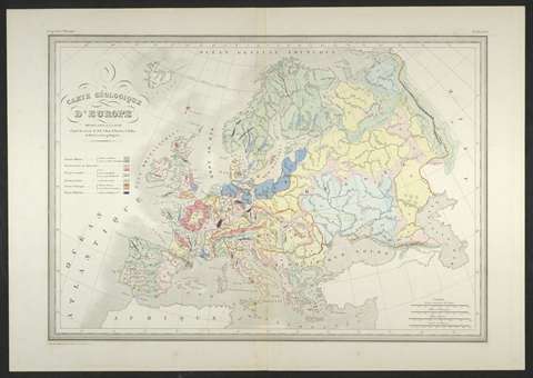 Carte Géologique d'Europe. M. J. J. N. Huot.1871