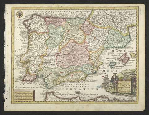 Novissima etaccuratissima Regorum Hispaniae et Portugalliae. Georg Matthaus Seutter. 1744