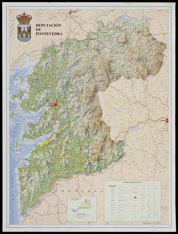 Mapa provincial de Pontevedra. Deputación de Pontevedra. 1ª mitad s. XX