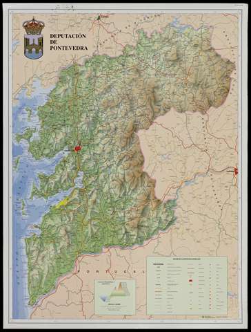 Mapa provincial de Pontevedra. Deputación de Pontevedra. 1ª mitad s. XX