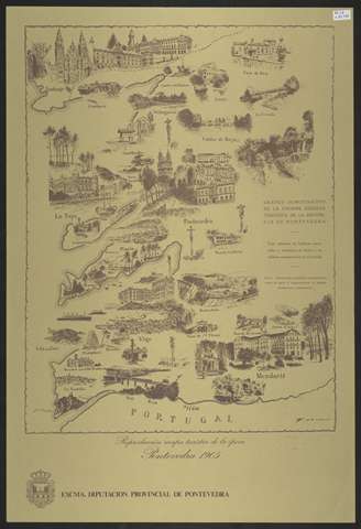 Reproducción mapa turístico de la época (Pontevedra 1905) / Diputación Provincial de Pontevedra