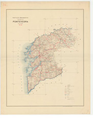Mapa topográfico de la provincia de Pontevedra. Instituto Geográfico y Catastral. 1955